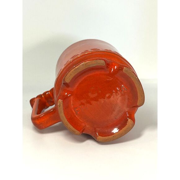 3 Red Blue Vintage Frankoma Mug Set Footed Ceramic Cups Coffee Tea Handle 1950 - Picture 4 of 9